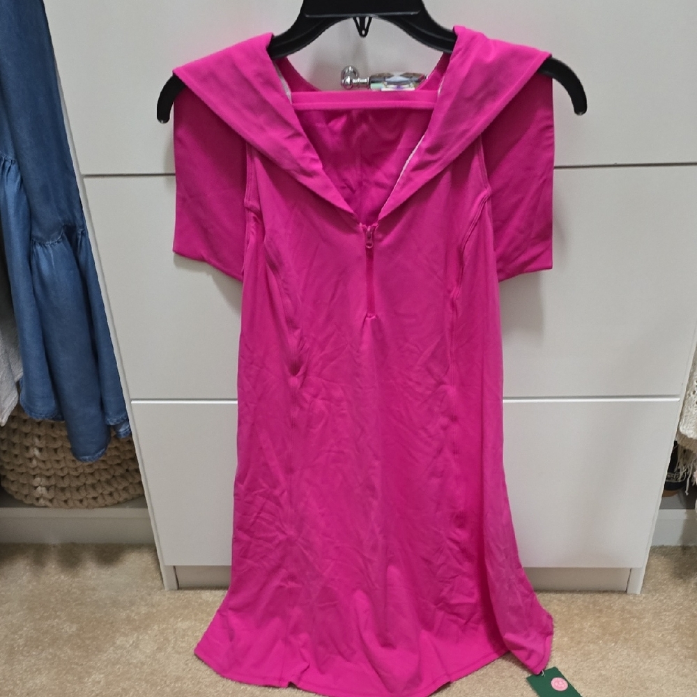 NWT HALARA Fuchsia Short Sleeve Dress